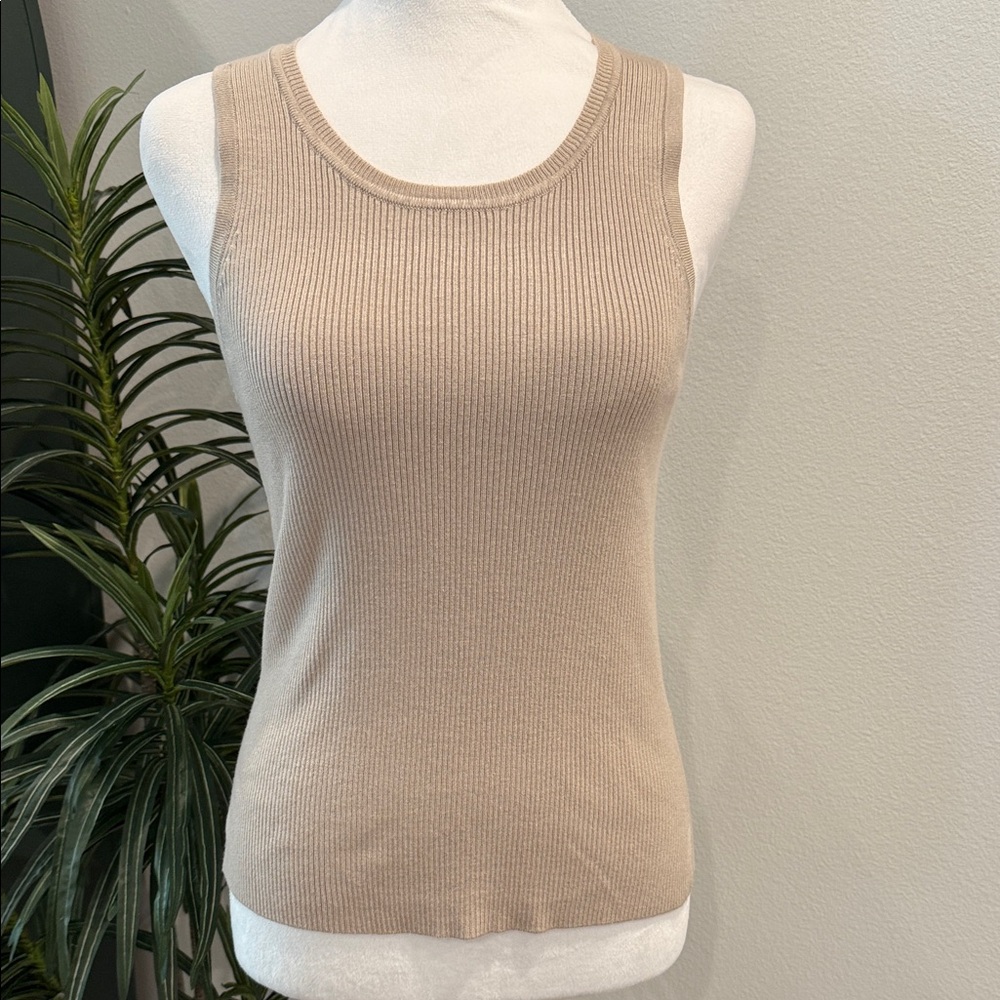 Marled Reunited Clothing Tan Tank Top Ribbed Fitted Sleeveless S